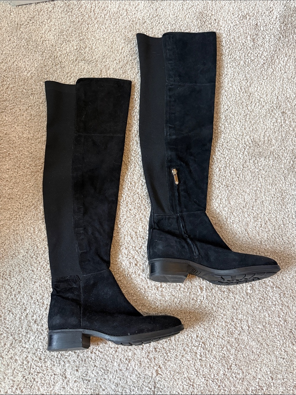 Sam Edelman Black Over-the-Knee Suede & Stretch Boots